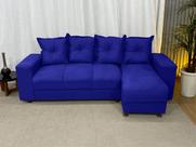 Sofá de 4 lugares com Chaise Espaçoso Barato Azul Caneta Sofá de 4 lugares com Chaise Espaçoso Barato Azul Caneta