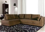 Sofa de 5 Lugares em L, Revestimento Sued Aveludado Marrom - ONI001