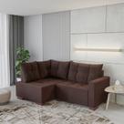 Sofá de Canto 4 Lugares com Chaise 181cm Industrial Suede Leme Marrom