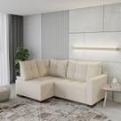 Sofá de Canto 4 Lugares com Chaise 181cm Suede Bege