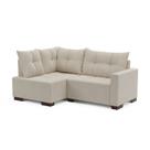 Sofá de Canto 4 Lugares com Chaise 181cm Suede Bege