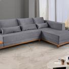 Sofá de Canto 4 Lugares com Chaise M-174 2,56m Molas Bonnel Almofadas Soltas Linho Estofados Martins Sofá de Canto 4 Lugares com Chaise M-174 2,56m Molas Bonnel Almofadas Soltas Linho Estofados Martins