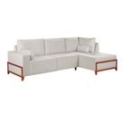 Sofá De Canto 4 Lugares Living Fixo Com Chaise Molas Bonnel Linho Creme