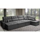 Sofá de Canto 4,80x2,36m Retrátil e Reclinável com Molas Cama inBox Platinum Direito Suede Cinza