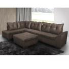 Sofá de Canto 5 Lugares com Chaise 3,30m Suede Marrom Rústico Café Sofá de Canto 5 Lugares com Chaise 3,30m Suede Marrom Rústico Café