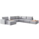 Sofá de Canto 5 lugares com Chaise Modular Moderno Premium Veludo Cinza Claro Agatha
