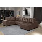 Sofá de Canto 5 Lugares Dijon com Chaise Suede Marrom Sofá de Canto 5 Lugares Dijon com Chaise Suede Marrom