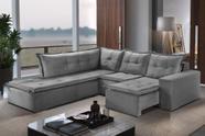 Sofá de Canto 5 Lugares Retrátil Denver Tecido Suede 197cm x 226cm Cor Cinza