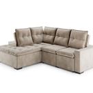 Sofá de Canto 5 Lugares Stela 280cm Suede Bege Sofá de Canto 5 Lugares Stela 280cm Suede Bege
