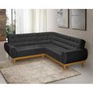Sofá de Canto 5 Lugares Suede Linha Preto Sofá de Canto 5 Lugares Suede Linha Preto