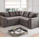 Sofá de Canto 5 Lugares Suede Lisboa Flash Estofados - Cinza Sofá de Canto 5 Lugares Suede Lisboa Flash Estofados - Cinza