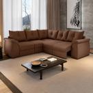 Sofa de Canto 5 Lugares Suede Qatar Flash Estofados - Marrom