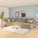 Sofá de Canto 6 Lugares com Chaise Direito Cannes Suede Animale Cinza