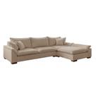 Sofá de Canto 6 Lugares com Chaise Modulado 320cm com Base em Madeira Maciça Dominique