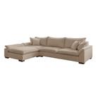Sofá de Canto 6 Lugares com Chaise Modulado 320cm com Base em Madeira Maciça Dominique