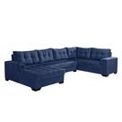 Sofá de Canto 6 Lugares Dijon com Chaise Esquerdo e Entrada USB Suede Azul Marinho Sofá de Canto 6 Lugares Dijon com Chaise Esquerdo e Entrada USB Suede Azul Marinho