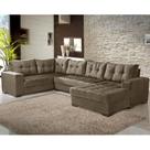 Sofá de Canto 6 Lugares Dijon com Chaise Suede Amassado Marrom