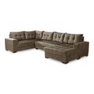 Sofá de Canto 6 Lugares Dijon com Chaise Suede Amassado Marrom