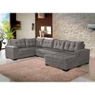 Sofá de Canto 6 Lugares Dijon com Chaise Veludo Animale Sofá de Canto 6 Lugares Dijon com Chaise Veludo Animale