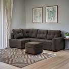 Sofá de Canto 6 Lugares Zamora Suede Cinza