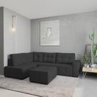 Sofá de Canto 8 Lugares com Chaise 2,71m Industrial Suede Ipanema Cinza