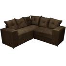 Sofá de Canto Belo 4 Lugares 180cm x 180cm Tecido Suede Felipe Estofados Cor Marrom