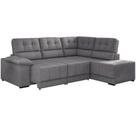 Sofá de canto Besthouse Firenze retrátil e reclinável 5 lugares em tecido suede veludo Cinza