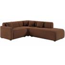Sofá de Canto Cargo 2 Cantos com Chaise em Veludo 5 Lugares Estofart Cor Marrom