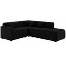 Sofá de Canto Cargo 2 Cantos com Chaise em Veludo 5 Lugares Estofart Cor Preto