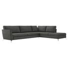 Sofá de Canto Chaise Direito 307 cm Olívia Suede Grafite G52 - Gran Belo