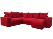Sofá de Canto com Espreguiçadeira Vermelho Liso Sofá de Canto com Espreguiçadeira Vermelho Liso