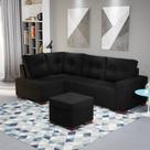 Sofá de Canto com Puff 6 Lugares 238cm Gávea Preto Sofá de Canto com Puff 6 Lugares 238cm Gávea Preto