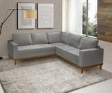 Sofá De Canto Living 5 Lug. Toronto Com Base Retro Madeira de Reflorestamento - Veludo Cinza