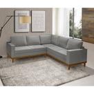 Sofá De Canto Living 5 Lug. Toronto Com Base Retro Madeira de Reflorestamento - Veludo Cinza
