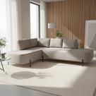 Sofá de Canto Orgânico 4 Lugares 265cm Base de Ferro Chaise Esquerda Luna