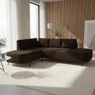 Sofá de Canto Orgânico 4 Lugares 265cm Base de Ferro Chaise Esquerda Luna Yescasa