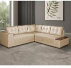 Sofá de Canto Ouro Fino 7 Lugares 236cm x 236cm Tecido Linho Lufer
