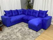 Sofá de Canto Para Sala Tecido Suede Macio Azul 910 Áustria