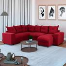 Sofá de Canto Para Sala Tecido Suede Macio Vermelho 608 Áustria