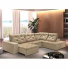 Sofá de Canto Retrátil e Reclinável 3 Lugares com Chaise 345x225cm Pés em Madeira Maciça Nice