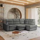 Sofá de Canto Retrátil e Reclinável 5 Lugares Veludo Antonia Takei