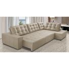 Sofá de Canto Retrátil e Reclinável com Molas 3,00x2,00 LD Jacke Suede Bege Madelina Decor