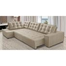 Sofá de Canto Retrátil e Reclinável com Molas 3,00x2,00 LE Jacke Suede Bege Madelina Decor