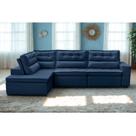 Sofá de Canto Retrátil e Reclinável com Molas 3,40x2,00 Esq Viena Suede Azul Mirra Decor Sofá de Canto Retrátil e Reclinável com Molas 3,40x2,00 Esq Viena Suede Azul Mirra Decor