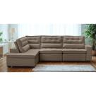 Sofá de Canto Retrátil e Reclinável com Molas 3,40x2,00 Esq Viena Suede Cappuccino Mirra Decor Sofá de Canto Retrátil e Reclinável com Molas 3,40x2,00 Esq Viena Suede Cappuccino Mirra Decor