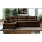 Sofá de Canto Retrátil e Reclinável com Molas 3,40x2,00 Esq Viena Suede Marrom Mirra Decor
