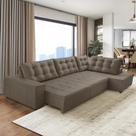 Sofá de Canto Retrátil e Reclinável com Molas 3,40x2,00 Jacke Suede Cappuccino Adonai Estofados
