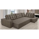 Sofá de Canto Retrátil e Reclinável com Molas 3,40x2,00 LD Jacke Suede Capuccino Madelina Decor