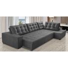 Sofá de Canto Retrátil e Reclinável com Molas 3,40x2,00 LD Jacke Suede Cinza Madelina Decor