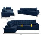 Sofá de Canto Retrátil e Reclinável com Molas 3,40x2,00 LE Jacke Suede Azul Madelina Decor